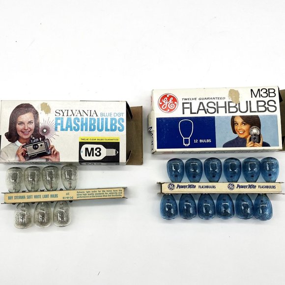 Vtg GE M3B Power Mite Camera Flash Bulbs-12-Sylvania‎ Blue Dot M3 Flashbulbs-7 - Picture 4 of 7